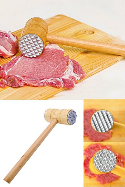 NEWSTORE HOME Meat Forging Hammer Wooden 2-Headed Meat Forging Hammer Stainless Butcher Meat Forging Crush Softening Apparatus