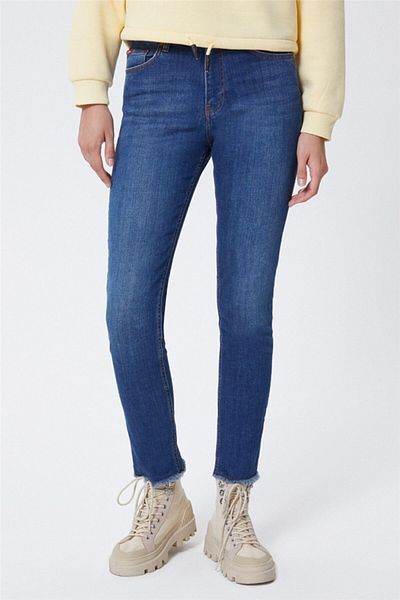 Lee Cooper Jacklin Women's Jeans - Highrise Straight Fit, Gredi Isl Dark Trousers
