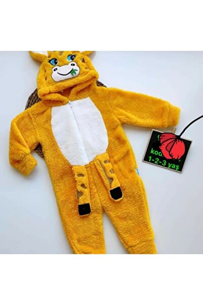 mayabebe Kapişonlu Polar Tulum Unisex Bebek Zürafa Desenli