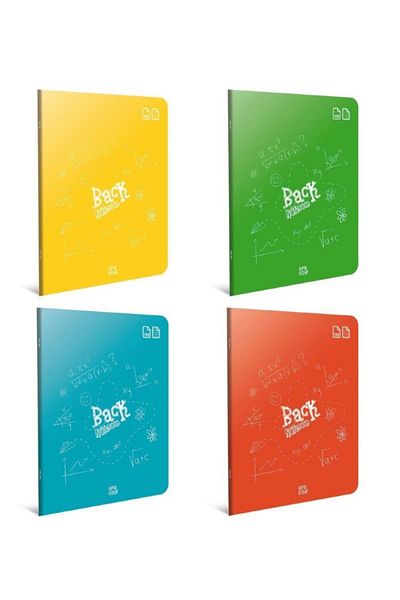 Gıpta Back A4 100 Sheets Plastic Cover Stitched Notebook 2 Plaids + 2 Lines