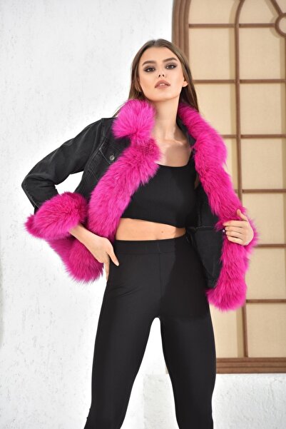 İambabydesign Kürk Detaylı Kot Ceket