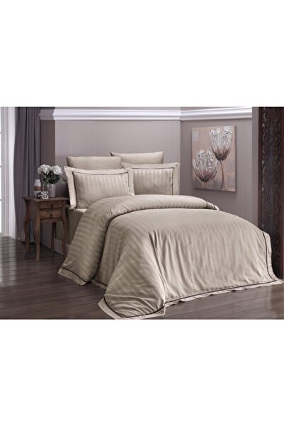 DENİZLİ ÇEYİZ طقم غطاء لحاف فاخر من الساتان من First Choice Novel Line حليب ا...