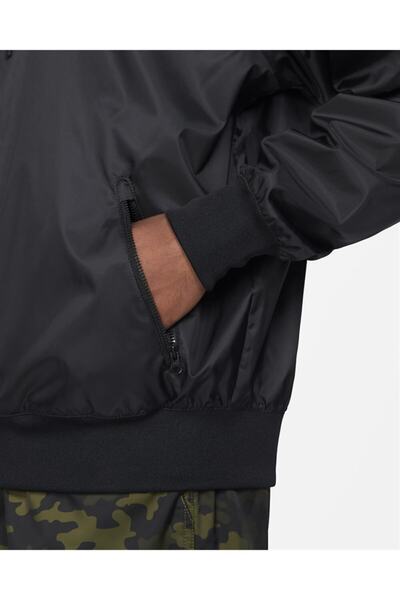 Nike Men's Black Raincoat Jacket - M Nk Wvn Lnd Wr Hd Jkt DA0001-010