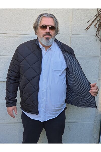 STONCS Ανδρικό Μαύρο Oversized Plus Size Χειμερινό καπιτονέ παλτό