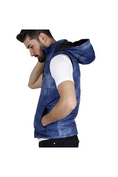 modacix Men's Denim Pattern Puffer Vest