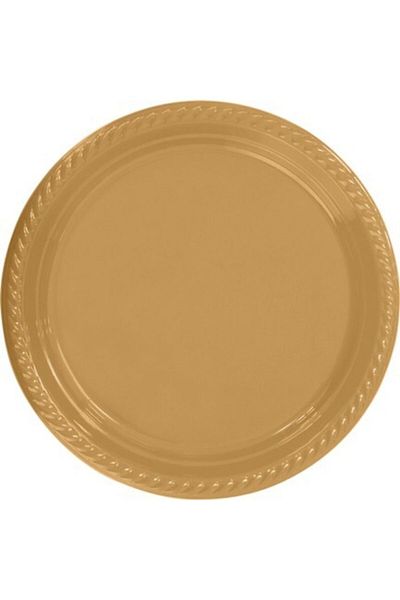 GiftMatikcenter 22 cm 25 Gold Colored Plastic Plates