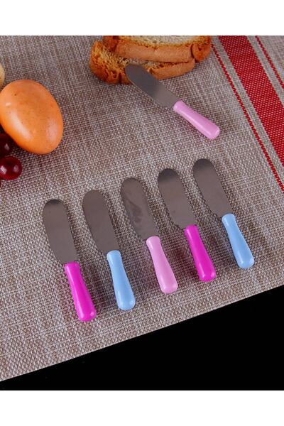 Bastonlu Plastik Saplı Renkli Tereyağ Bıçağı