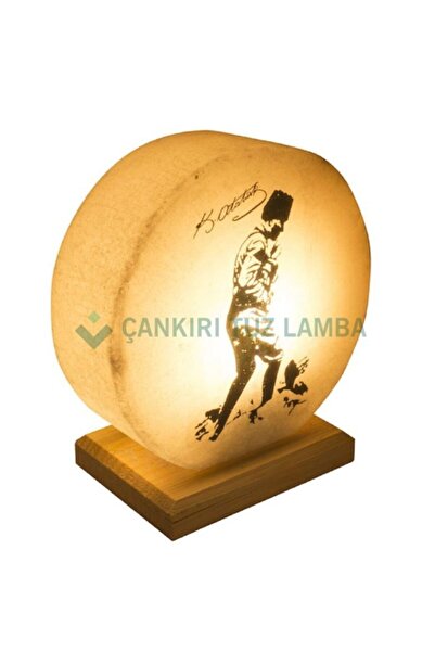 Çankırı Tuz Lamba Kemal Atatürk Tasarımlı Daire Kaya Tuzu Lambası