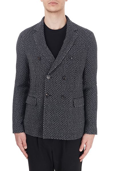 Emporio Armani جاكيت رجالي باللون الأزرق الداكن بياقة مزدوجة الصدر وزر مزدوج 91g94s 91s48 921