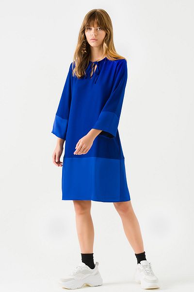 Jus De Pommes Women's Saxe Collar Tie-Up Contrast Dress