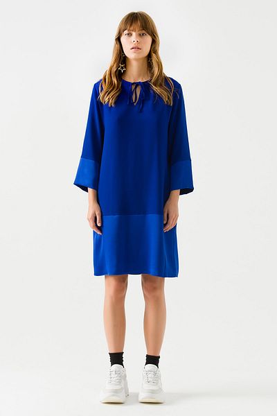 Jus De Pommes Women's Saxe Collar Tie-Up Contrast Dress