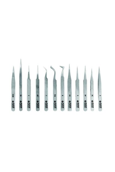 Rico 12 Pieces Stainless Steel Electronic Repair Tweezers Set
