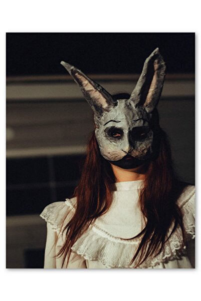 Cakatablo Ahşap Tablo Tavşan Maskeli Kadın 50x70 cm Boyut