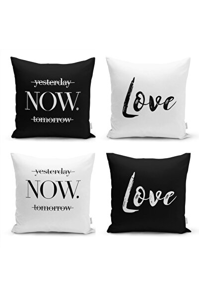 Realhomes Yesterday Now Tomorrow & Love Combinație 4 piese Husă de pernă