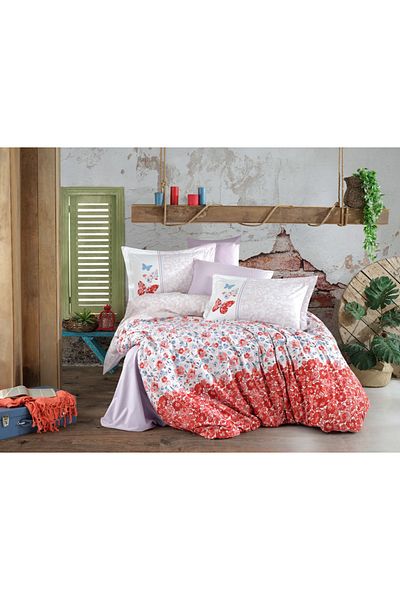 Hobby Poplin Single Duvet Cover Set Felıcıta Red