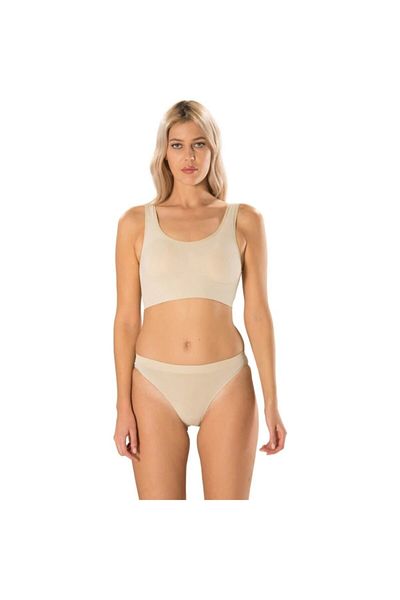 by İGP Γυναικείο Μπεζ Σουτιέν 2 Πακέτο Bamboo Plus Size Padded Thick Strap Bustier