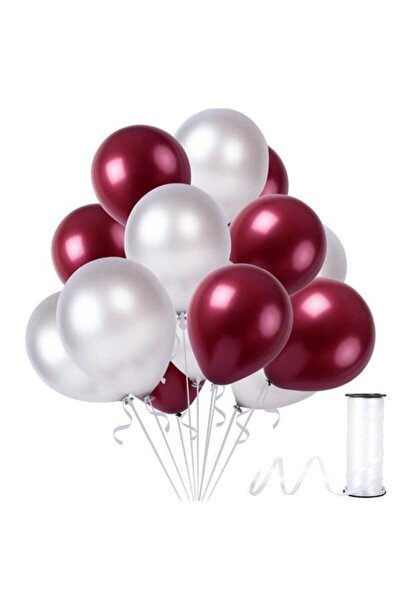 Happyland Bordo-gümüş Metalik Sedefli Balon 50 Adet