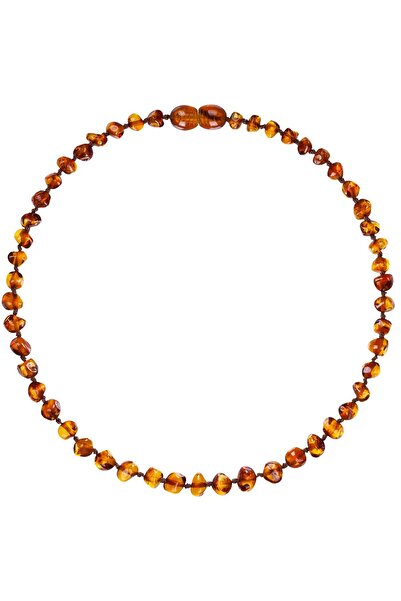 Vip Kehribar Sertifikalı Bandrollü Baltık Kehribar Bebek Diş Kolyesi Konyak Renk Kız Erkek Çocuk Kolyesi