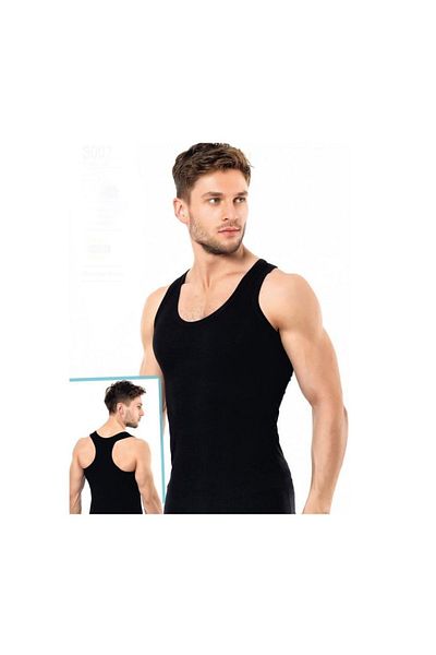 İki Yıldız Men's Black Modal Cross Back Athlete Rambo Athlete