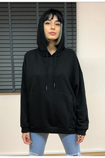 ERİMSTORE Γυναικείο φούτερ με μονόχρωμο καγκουρό με τσέπη