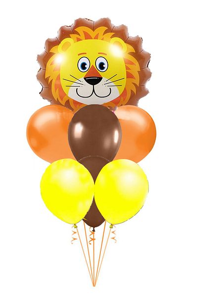 Parti dolabı Safari Themed Lion Head Balloon Bunch