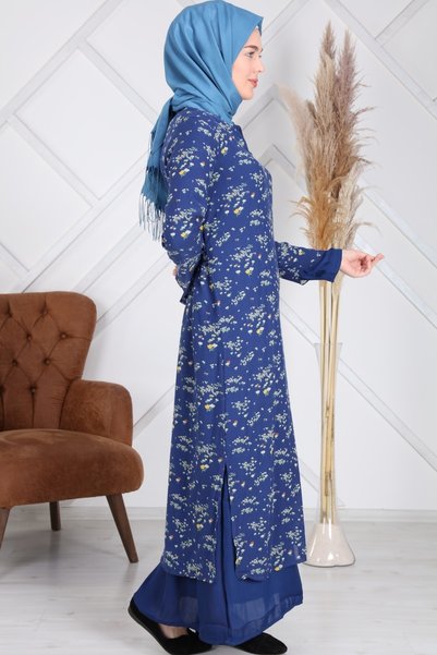 Reis Rochie Hijab de damă bleumarin cu două straturi