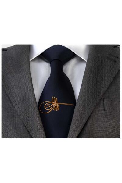 Herşey Nota Cravată pentru bărbați, albastru bleumarin, cu tuğra otomană