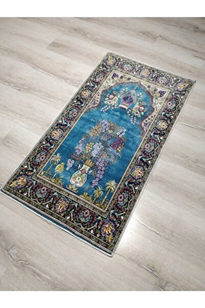 YAMALI home Bambu Halı Seccade Sec15 Turkuaz Namazlık 70x110 cm