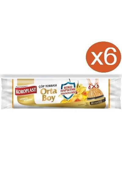 Koroplast Vanilla Drawstring Medium Garbage Bag 15 x 6 Pack