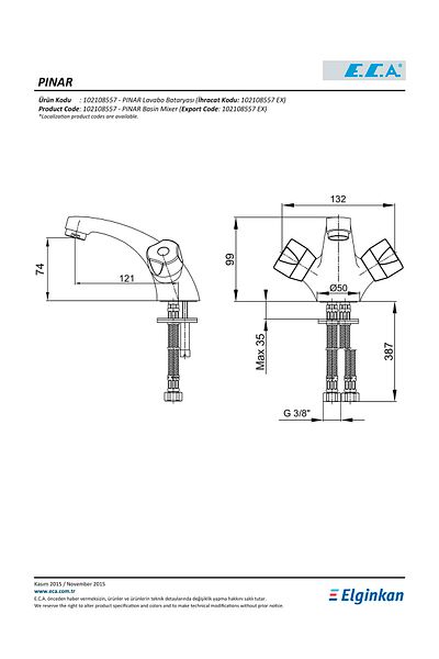Eca Pınar Sink Faucet102108557 (20 Years Warranty)