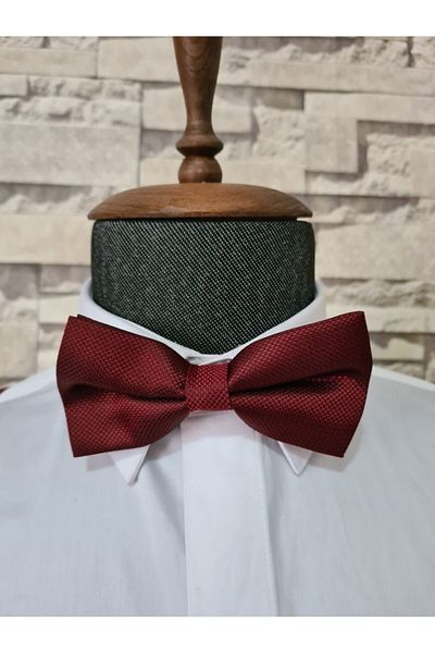 Yage Unisex Self Patterned Claret Red Bow Tie