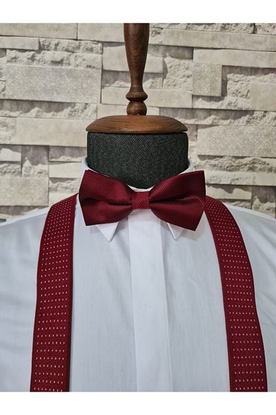 Yage Unisex Self Patterned Claret Red Bow Tie