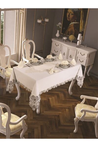 EvcimenStore Fransız Güpürlü 8 Kişilik Yasemin Sofra Yemek Takımı