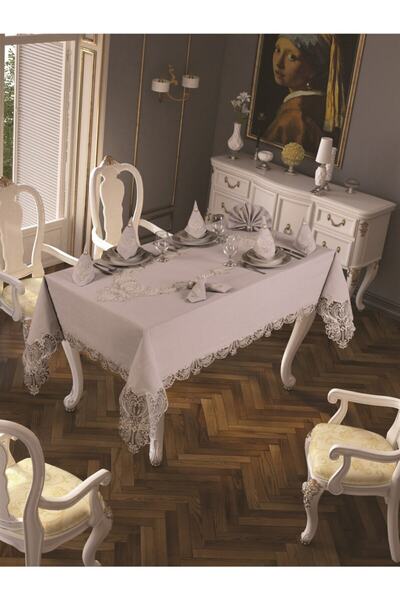 EvcimenStore Fransız Güpürlü 8 Kişilik Yasemin Sofra Yemek Takımı