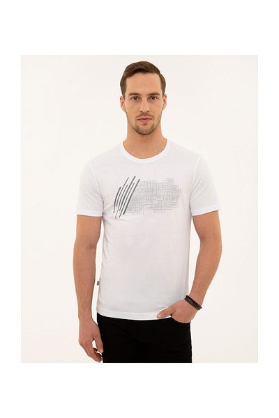 Pierre Cardin White Slim Fit Men's T-Shirt