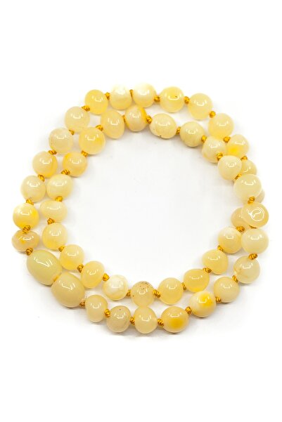 Vip Kehribar Sertifikalı Bandrollü Baltık Kehribar Bebek Diş Kolyesi Süt Rengi Kız Erkek Çocuk Kolyesi