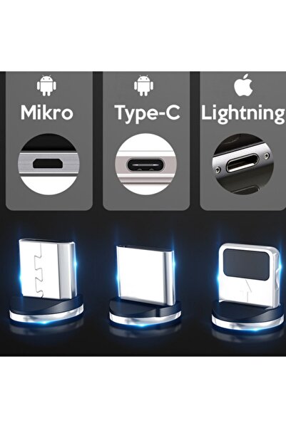 youicon Ally 2m Magnetic-mıknatıslı Usb Şarj Kablosu 3 Başlık?iphone+type-c+micro)