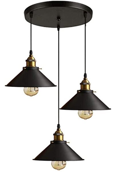 RİOLİGHT Riolıght Üçlü Eskitme Duylu Retro Rustik 3xe27 Metal Sarkıt Avize Ta...