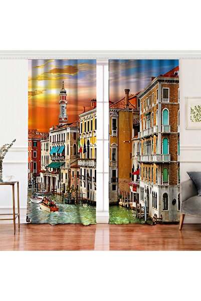 Realhomes Çift Kanat Özel Tasarım Dijtal Baskılı Modern Salon Fon Perdesi