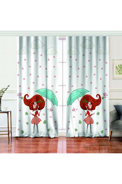 Realhomes Double Wing Fashion Girl Imprimat digital Cortina de fundal pentru living modern