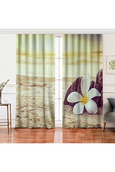 Realhomes Double Wing Modern Flower Pattern Digital Printed Living Room Background Curtain