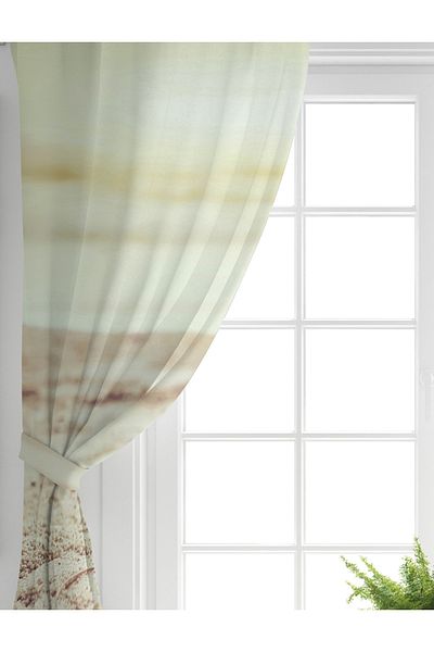 Realhomes Double Wing Modern Flower Pattern Digital Printed Living Room Background Curtain