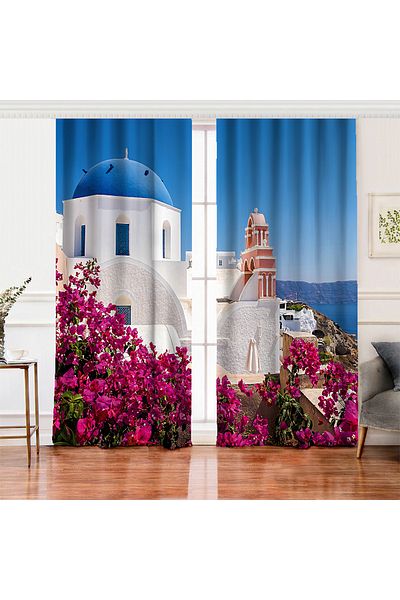 Realhomes Cortina de fundal decorativă pentru sufragerie, imprimată digital cu aripi duble