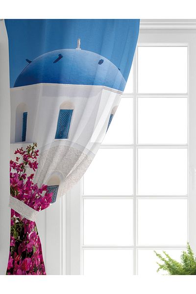 Realhomes Cortina de fundal decorativă pentru sufragerie, imprimată digital cu aripi duble