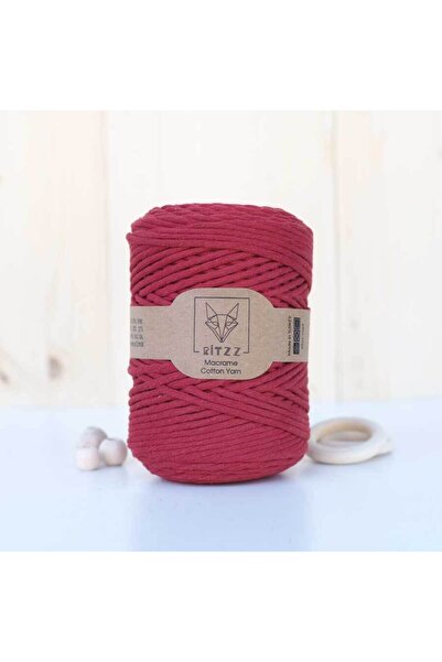 Ritzz Чілі червоний Tek Burgulu бавовняна нитка для макраме // 3 мм // 500 гр...