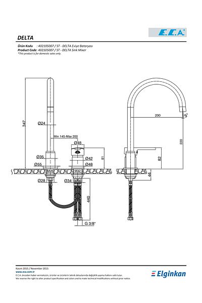 Eca Delta 402105007 Built-In Sink Faucet