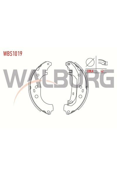 WALBURG Ford Focus Ii (Da) 1.4 Lever Pabuc Pad - 228,6X42Mm 2004-2011 Focus Ii (Da) 1.6 Lever Rear