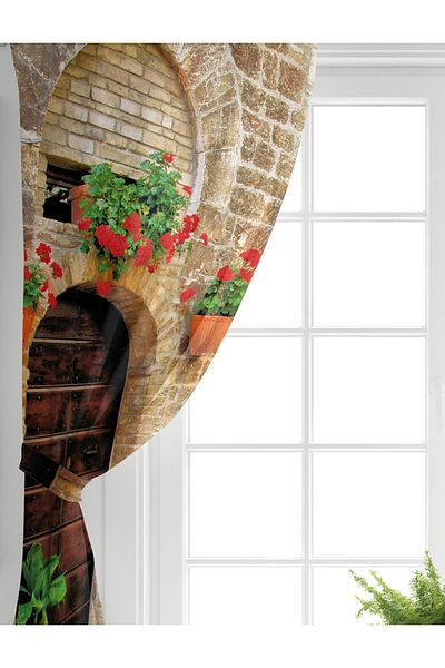 Realhomes Single Wing Scenery Themed Digital Printed Living Room Background Curtain