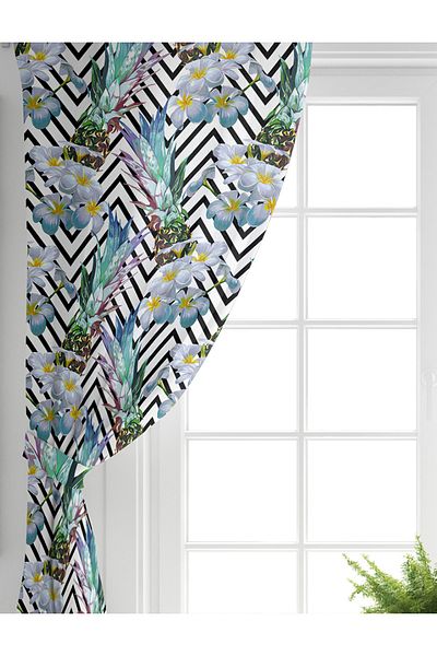 Realhomes Fundal în zig-zag cu o aripă de vară, exotic, cu design personalizat, perdea de fundal pentru sufragerie