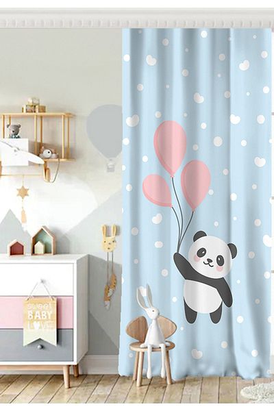Realhomes Baloane zburătoare cu o singură aripă și perdea de fundal pentru camera copiilor cu model panda drăguț